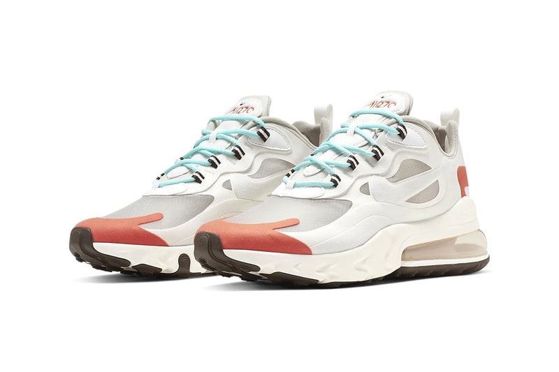 Nike Air Max 270 React "Light Beige Chalk/Summit White/Team Orange/Platinum Tint" Sneaker Release Date Information Drop Cop Online Members Only Access First Look Swoosh