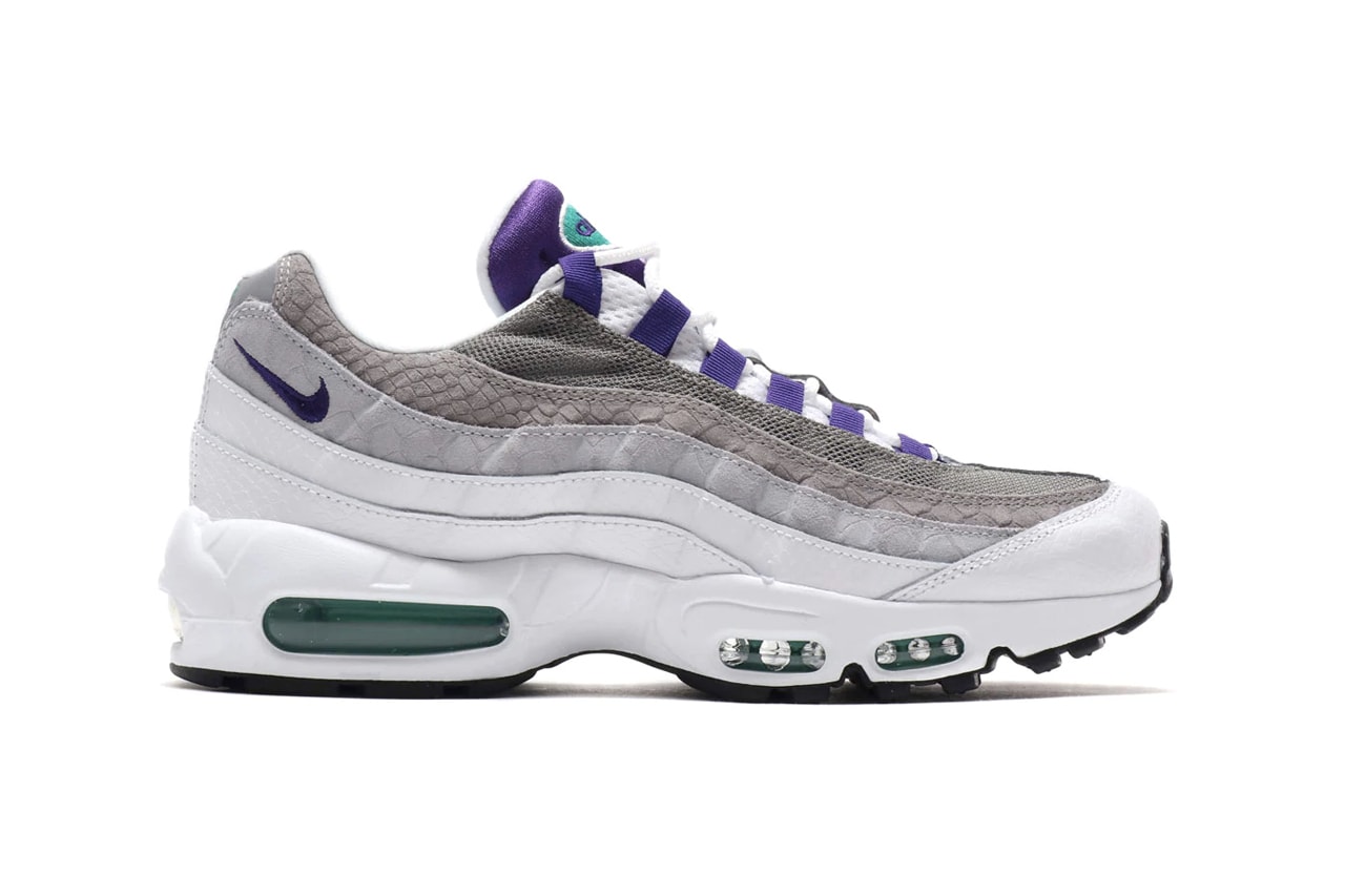 Nike Air Max 95 LV8 White Court Purple snakeskin mesh neoprene air unit bubbles teal retro leather gloss swoosh check laces  ao2450-101