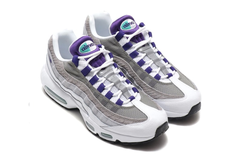 Nike Air Max 95 LV8 White Court Purple snakeskin mesh neoprene air unit bubbles teal retro leather gloss swoosh check laces  ao2450-101