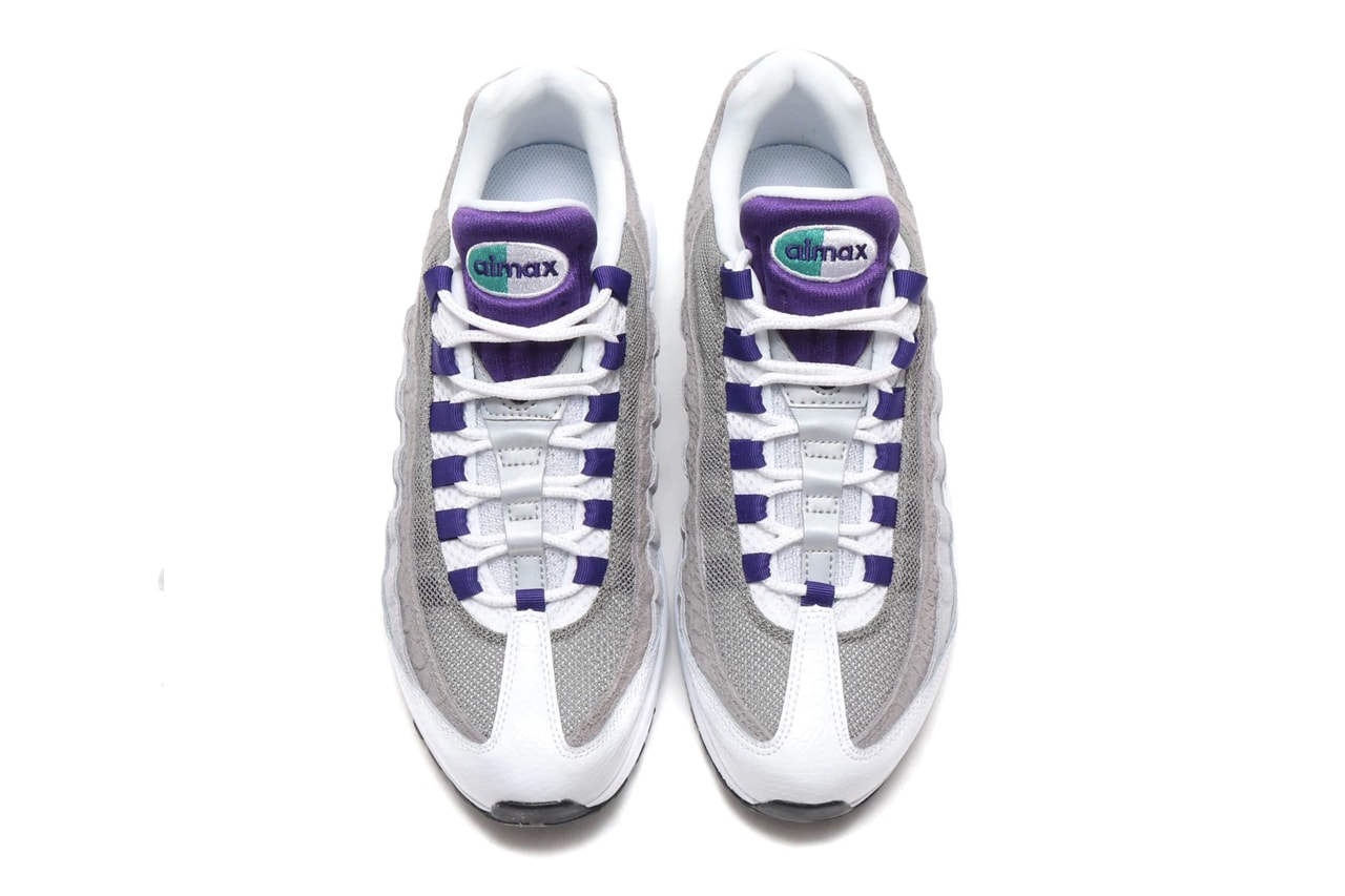 Nike Air Max 95 LV8 White Court Purple snakeskin mesh neoprene air unit bubbles teal retro leather gloss swoosh check laces  ao2450-101