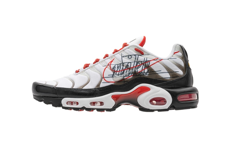 Nike "Evolution of The Swoosh" sunburst script chain Packs Foot Locker release info collection buy air force one plus tn react element 55 colorways
