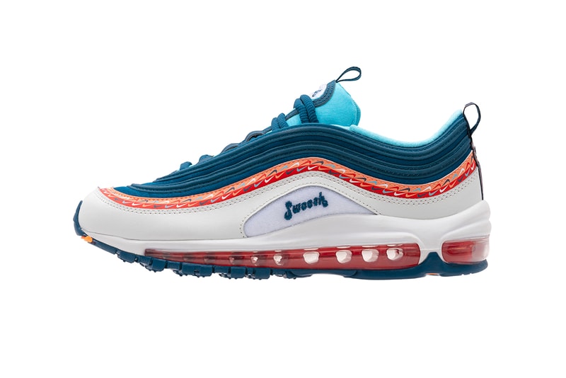 Nike "Evolution of The Swoosh" sunburst script chain Packs Foot Locker release info collection buy air force one plus tn react element 55 colorways