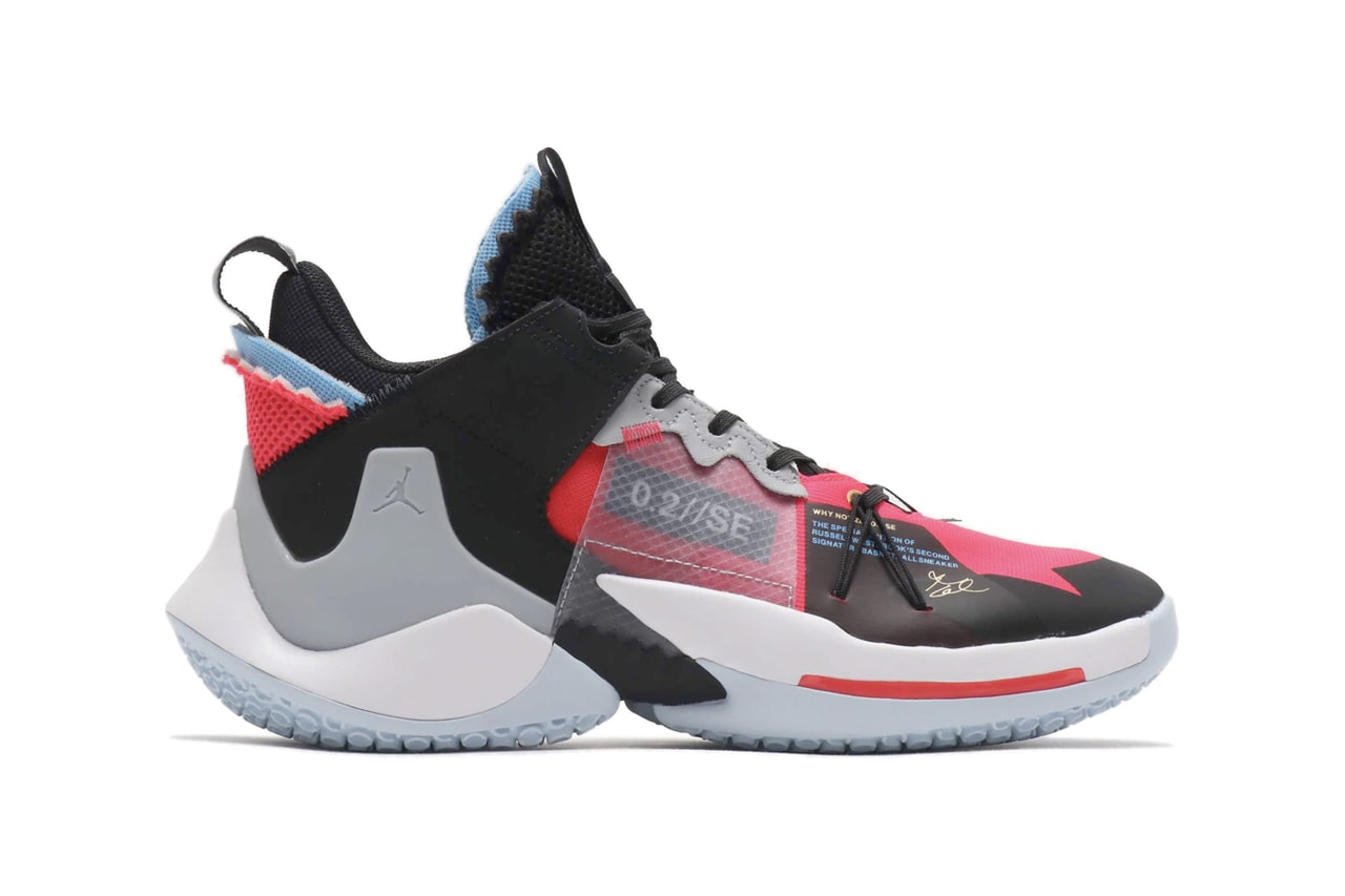 Nike Jordan Why Not Zer 02 SE Red Orbit Black translucent panel ghosting grid russell westbrook basketball shoe nba midsole chunky highlights fluorescent 