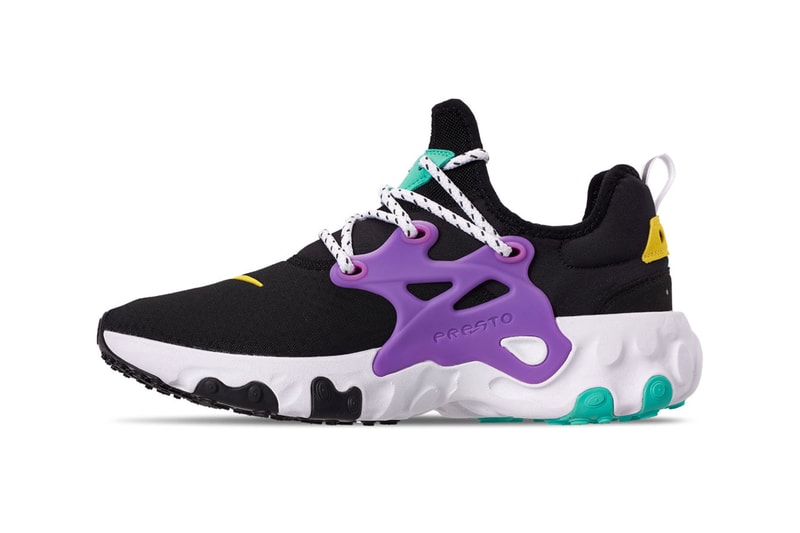 nike react presto black dynamic yellow aurora green purple colorway release sneakers finishline octopus
