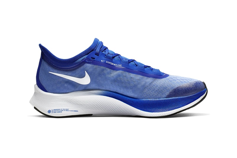 Nike Zoom Fly 3 Racer Blue Wolf Grey Black Pumice White Atmosphere Grey colorways tpu uppers react midsole vaporweave fastening lacing duo toned colorblock running time stamp