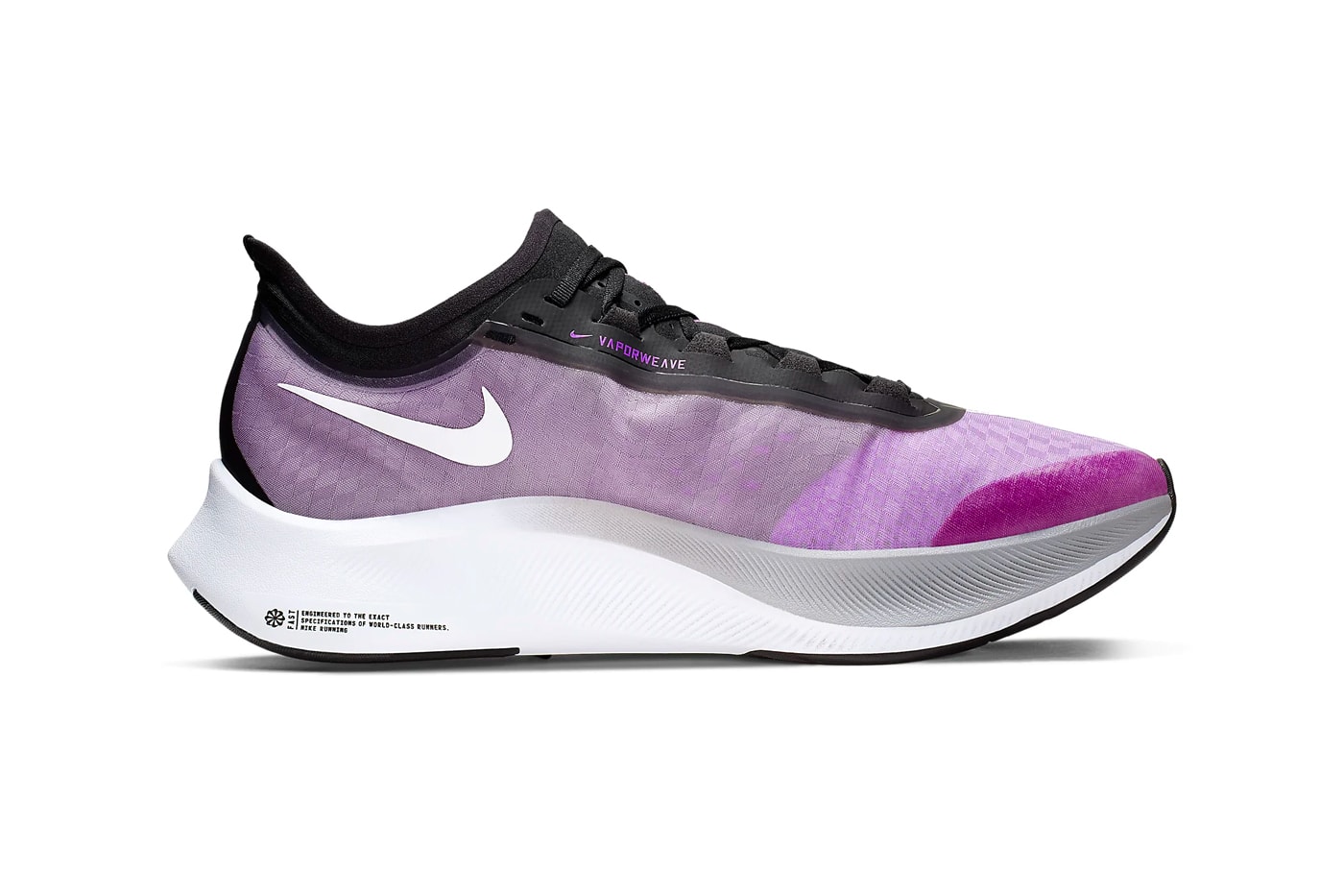 Nike Zoom Fly 3 Racer Blue Wolf Grey Black Pumice White Atmosphere Grey colorways tpu uppers react midsole vaporweave fastening lacing duo toned colorblock running time stamp
