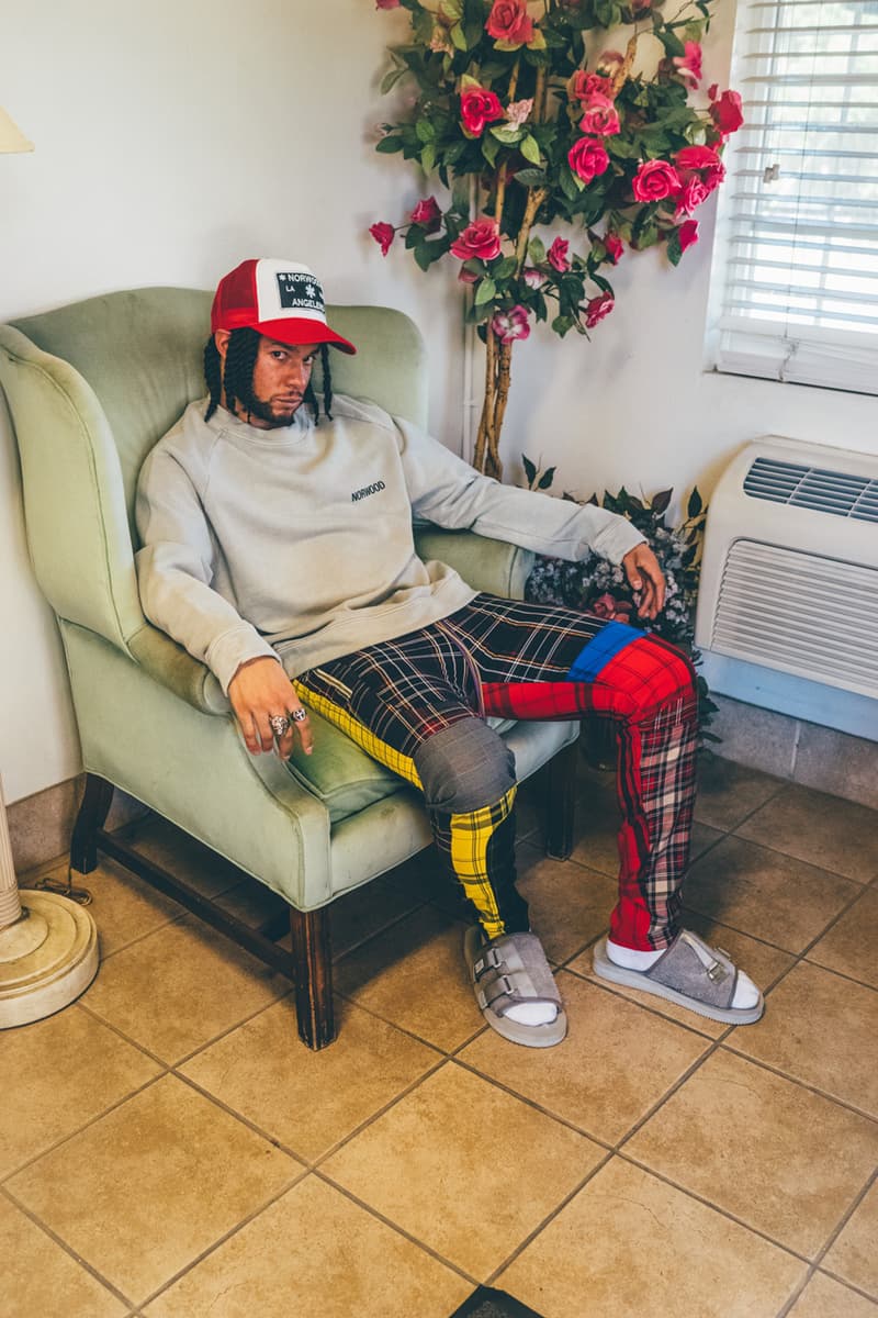 Norwood Chapter Spring/Summer 2020 collection Lookbook editorial images ali saint q Hoodies Pants Tees Shirts Shorts Accessories Orange White Green Black Brown Yellow Purple Gray