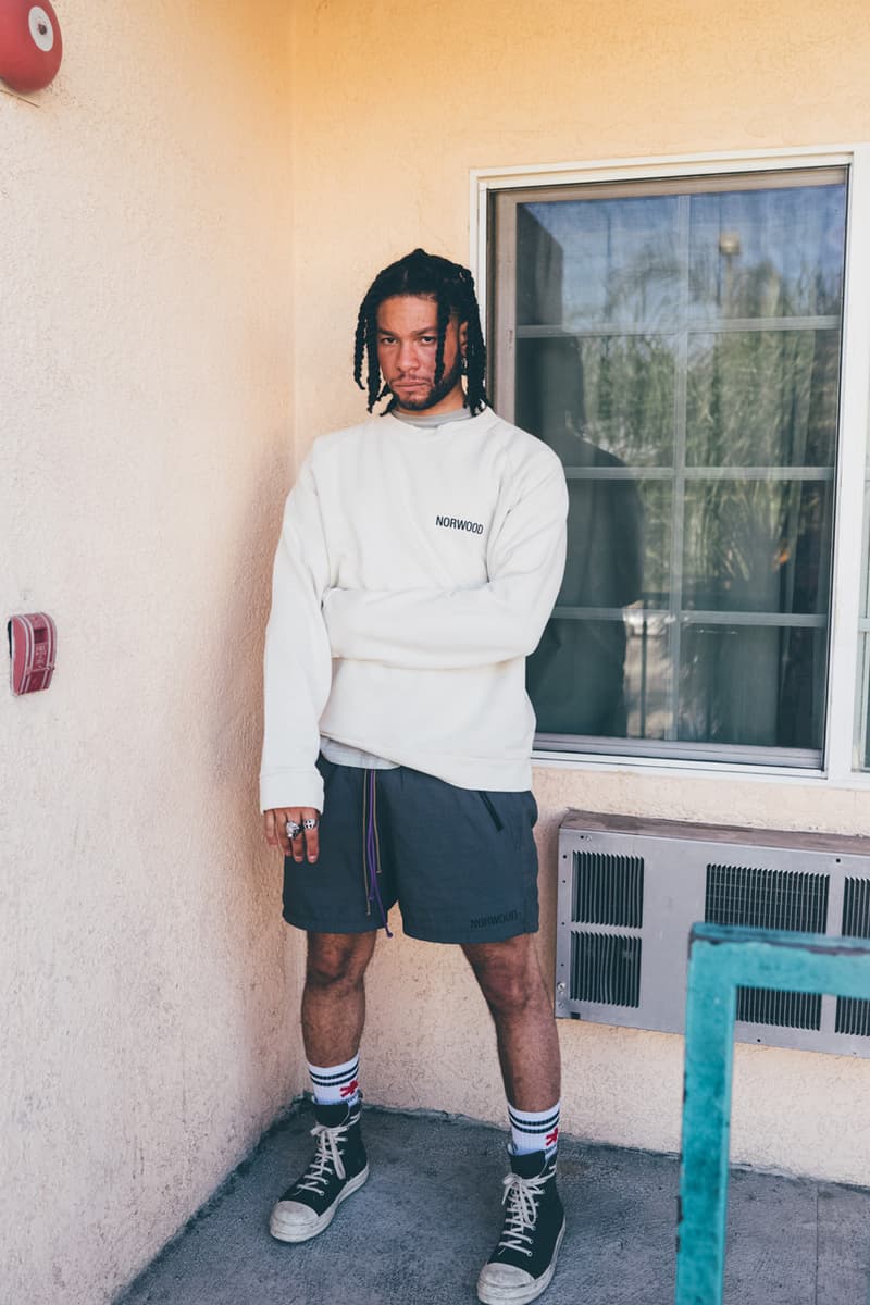 Norwood Chapter Spring/Summer 2020 collection Lookbook editorial images ali saint q Hoodies Pants Tees Shirts Shorts Accessories Orange White Green Black Brown Yellow Purple Gray