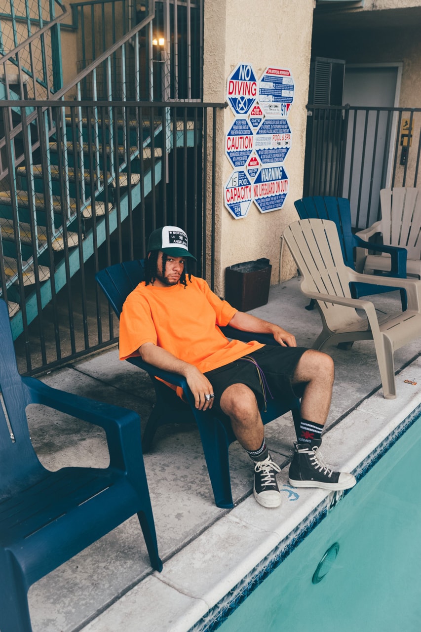 Norwood Chapter Spring/Summer 2020 collection Lookbook editorial images ali saint q Hoodies Pants Tees Shirts Shorts Accessories Orange White Green Black Brown Yellow Purple Gray