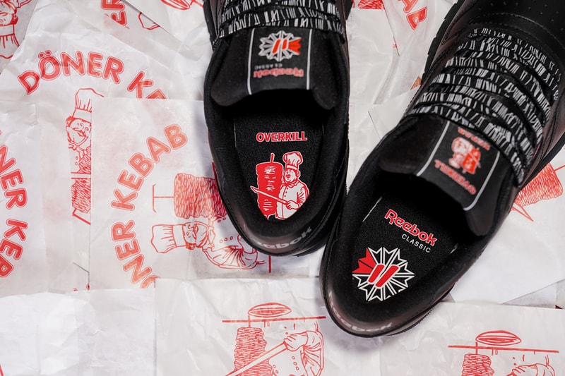Overkill x Reebok CL Leather "Döner" Release Information Collaboration Pack Drop Online Instore Kebab Inspired T-Shirt Tote Bag Cap Socks 