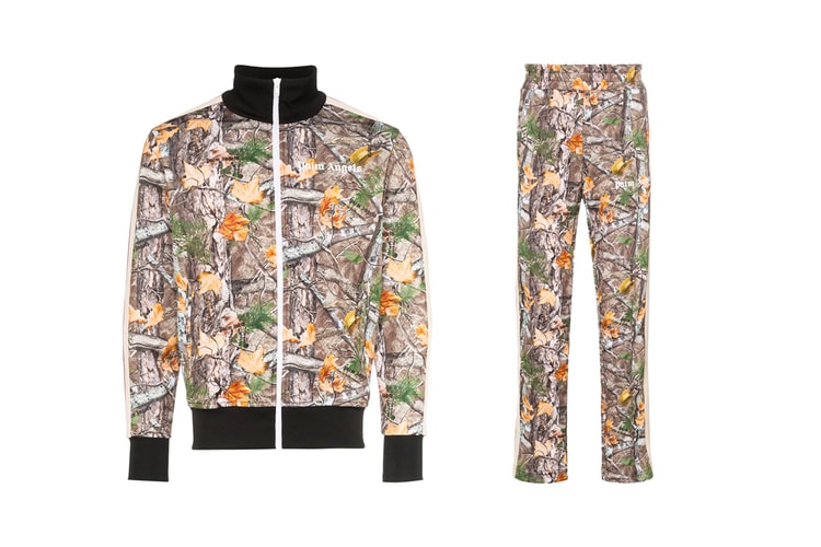 Palm Angels Crafts Entire Track Suit in Woodland Camouflage