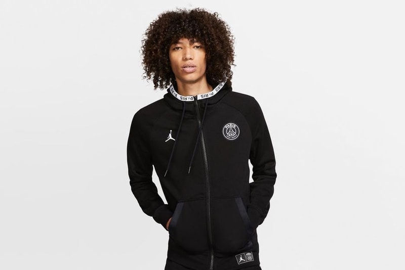 Paris Saint-Germain x Jordan Brand Wings Jacket Release psg collaborations hoodie black soccer football nike