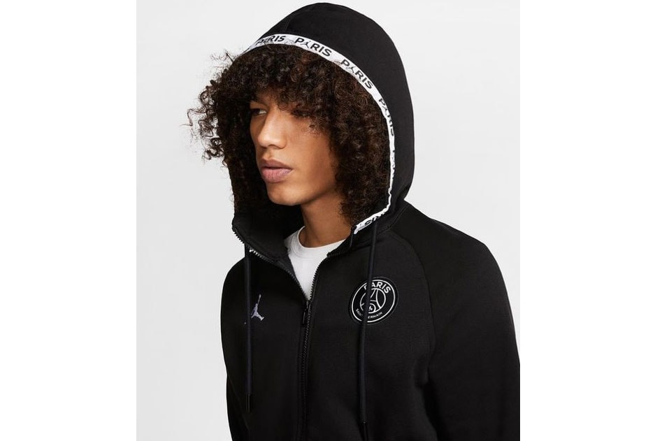 Paris Saint-Germain x Jordan Brand Wings Jacket Release psg collaborations hoodie black soccer football nike