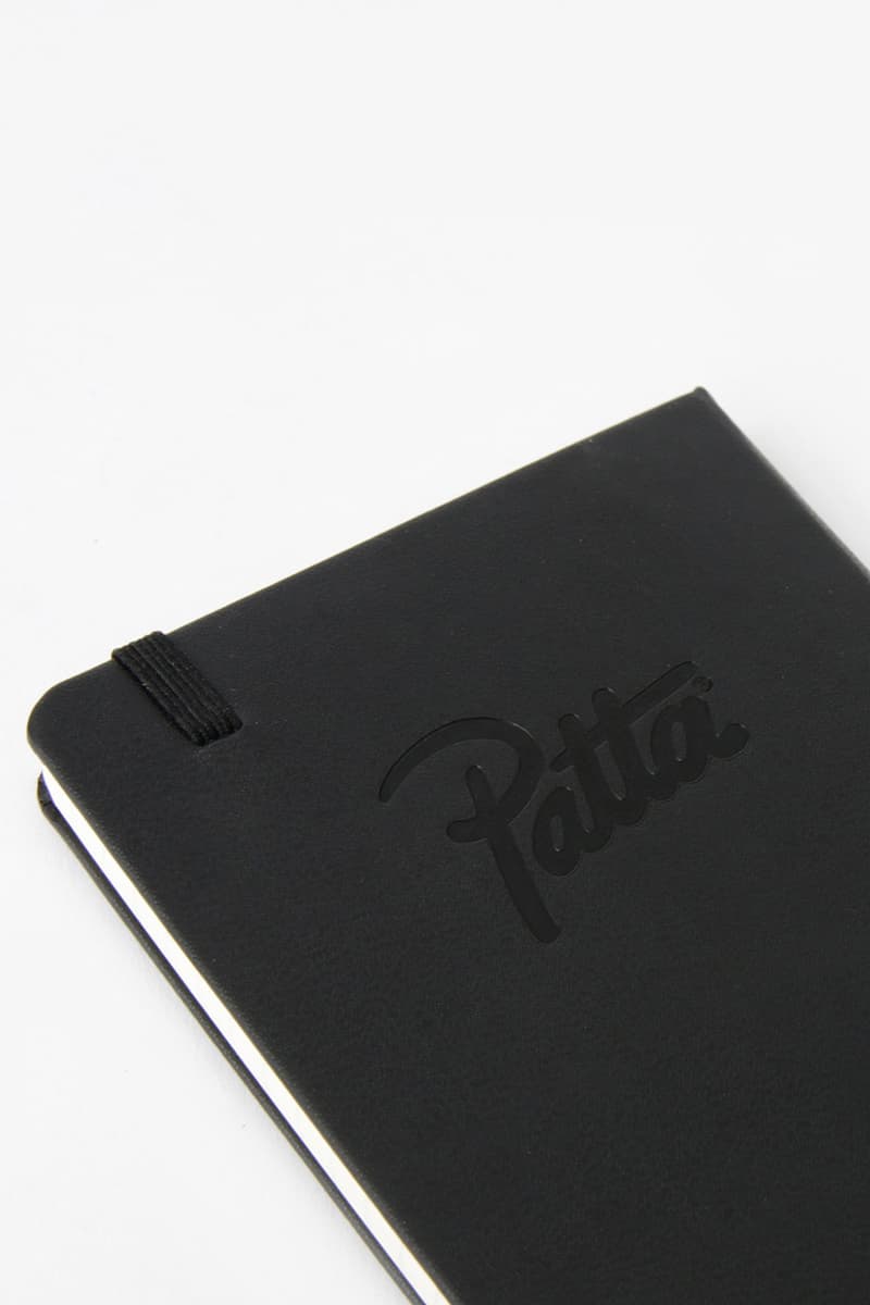 Patta x Moleskin Notebook Black Release Information Cop Online Lined Acid Free Paper 70gsm Italian Hardcover Leather Bound Book Ribbon Bookmark Elastic Closure Writing