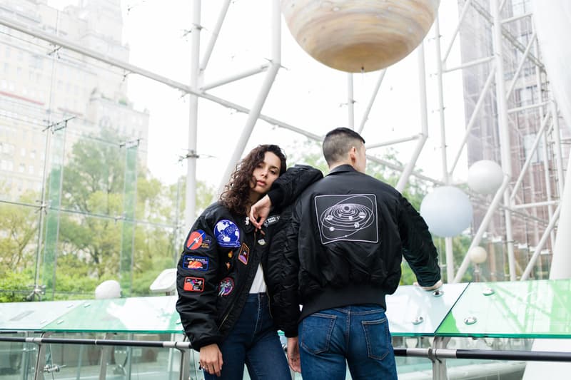 PINTRILL Alpha Industries CWU 45/P Space Race Flight Jacket Fall/Winter 2019 Collection Pins Patches NASA Moon Black Blue Red White Apollo 11 Moon Outer Space Aliens Area 51 Solar System Badges We Come In Piece Remove Before Flight Orbit