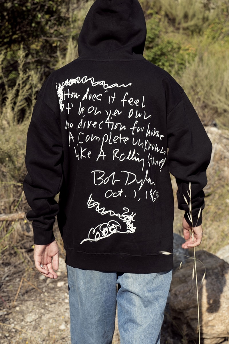 Bob Dylan x Pleasures Capsule Collection Lookbook graphic t-shirts hats hoodie sweatshirts shirts release info price drop date sony music