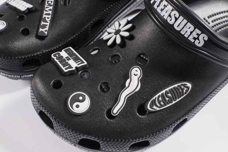 PLEASURES Crocs Part 2 First Look Black Jibbitz