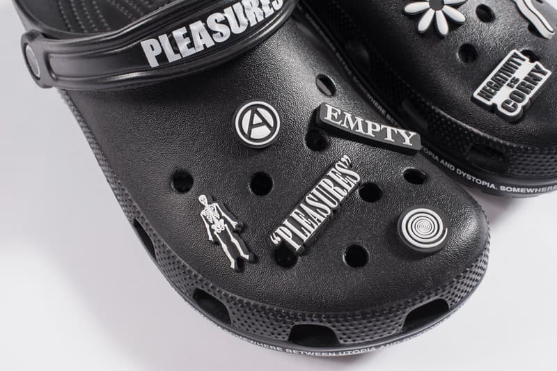 PLEASURES Crocs Part 2 First Look Black Jibbitz