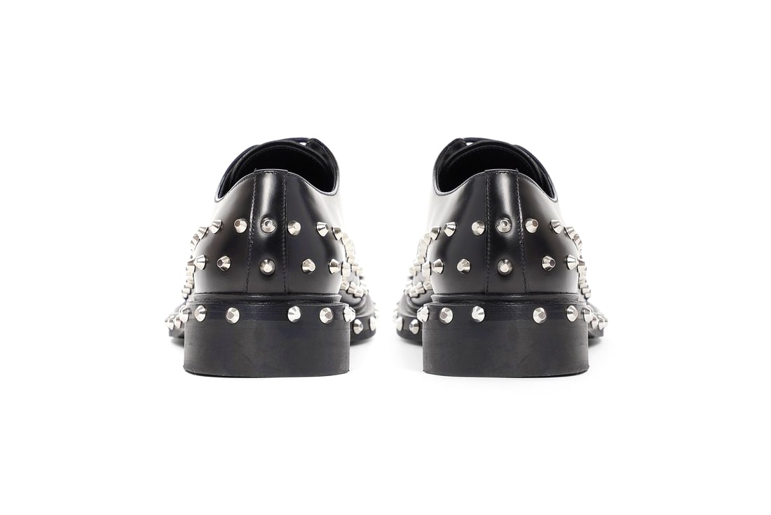 Prada Mens Black Studded Derby Shoes Release Antonioli 