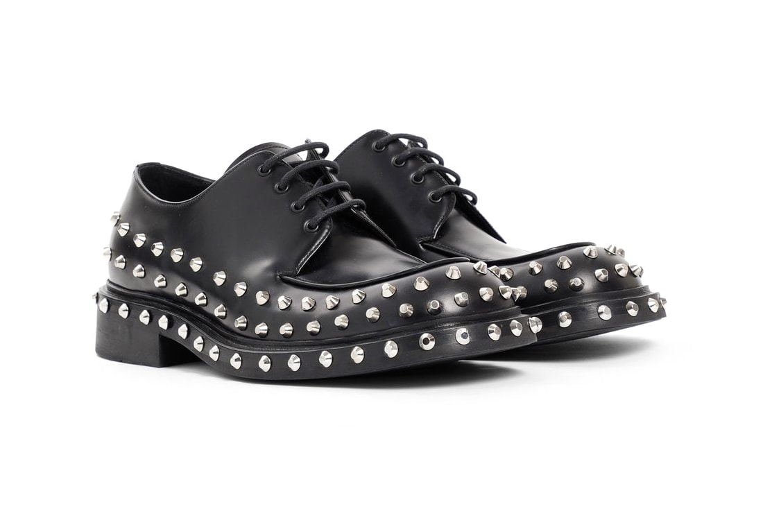 Prada Mens Black Studded Derby Shoes Release Antonioli 