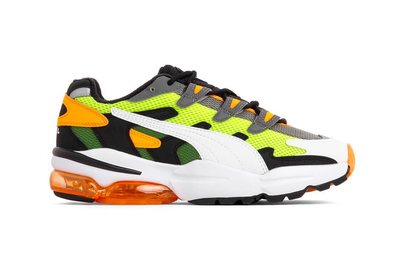 PUMA CELL Alien OG Yellow Alert Fluorescent Orange 1998 long distance running sneaker shoes footwear retro vintage inspiration bubble technology cushioning