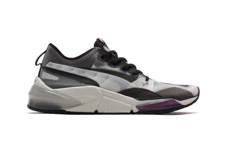 Puma LQD CELL Optic Sheer Gray Violet Honeycomb midsole profoam technology progressive translucent nylon upper purple