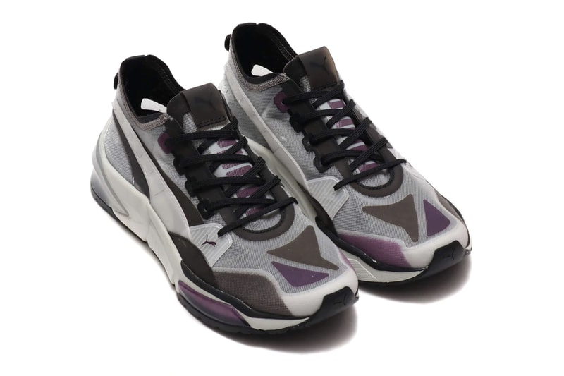 Puma LQD CELL Optic Sheer Gray Violet Honeycomb midsole profoam technology progressive translucent nylon upper purple