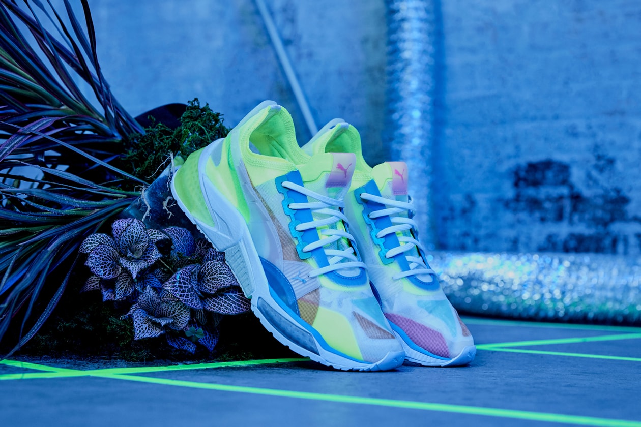 PUMA Introduces the Optic LQD Cell Lookbook neon green purple white sneaker footwear running cushion profoam energy lightweight support stability 