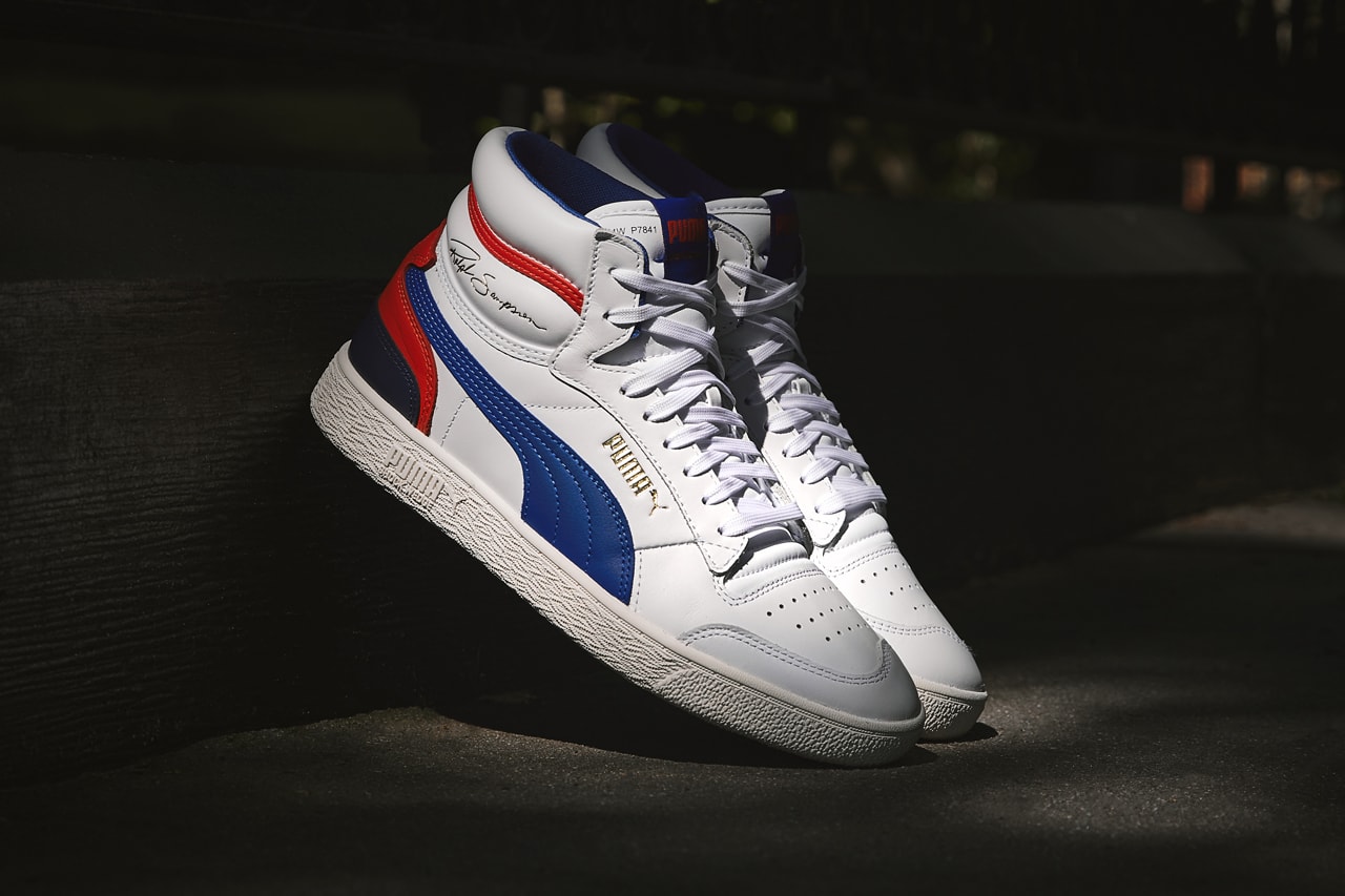 PUMA Ralph Sampson Street Style Lookbook red blue dark white leather basketball 80s keith charles space bar fashion