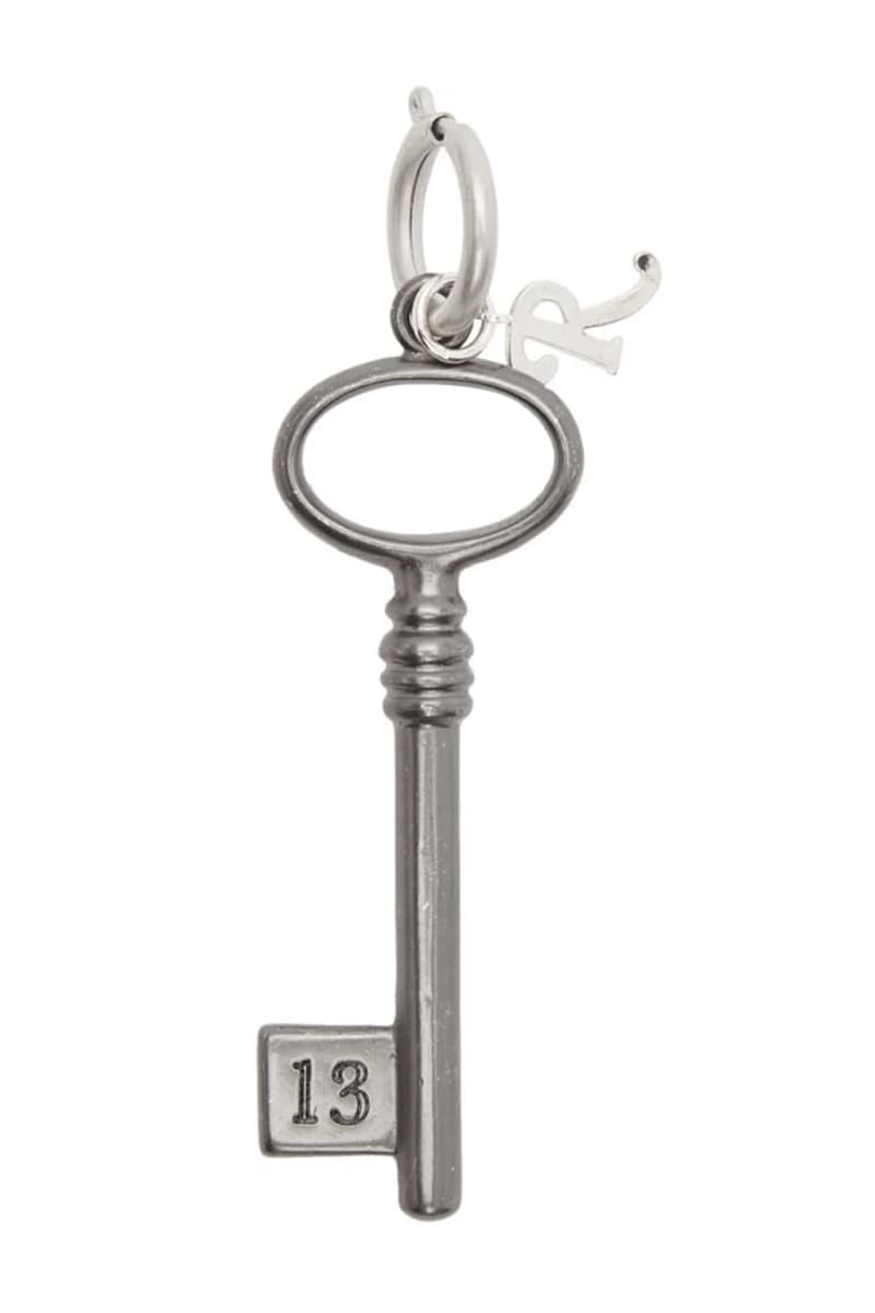Raf Simons Black Green Double Cherry Charm Keychain Silver Key Charm Keychain Blue Monday broken heart gun metal enamel gloss engraved 13 R lobster clasp