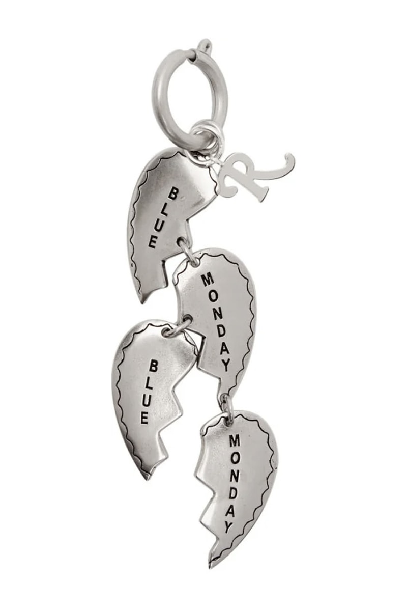 Raf Simons Black Green Double Cherry Charm Keychain Silver Key Charm Keychain Blue Monday broken heart gun metal enamel gloss engraved 13 R lobster clasp