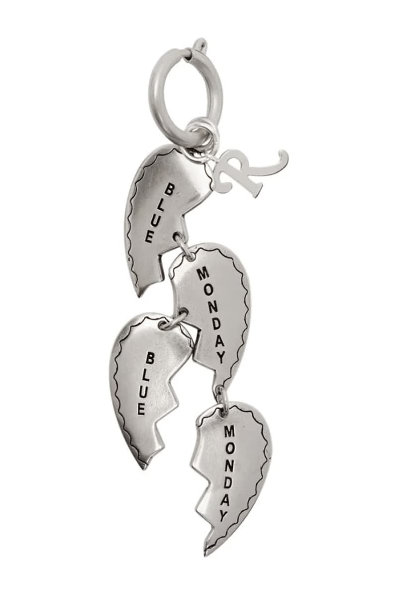 Raf Simons Black Green Double Cherry Charm Keychain Silver Key Charm Keychain Blue Monday broken heart gun metal enamel gloss engraved 13 R lobster clasp