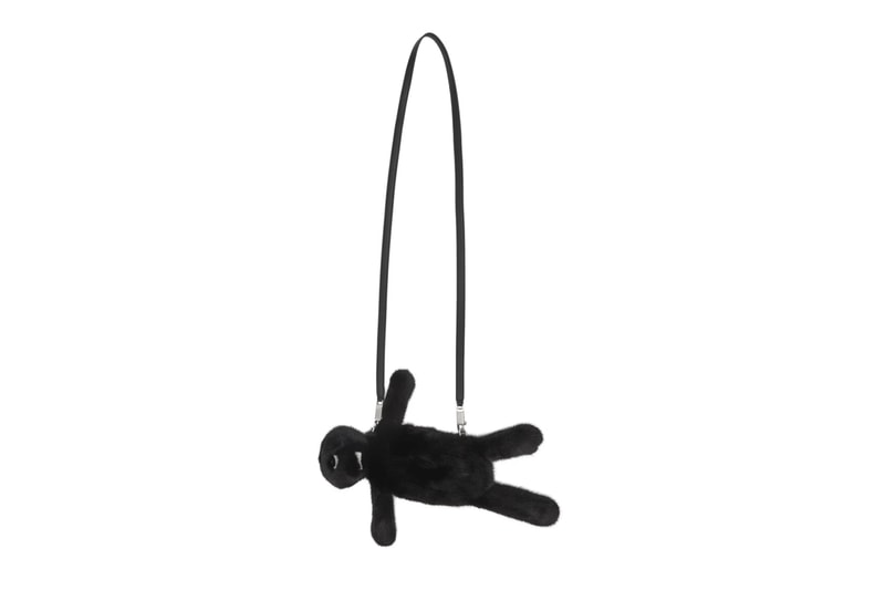 Rick Owens Hun Fat Bunny Pouch Bags Black Fur Cyclops accessories shoulder strap lobster clasp hidden compartment animal buck teeth one eye lambskin nubuck mink fur