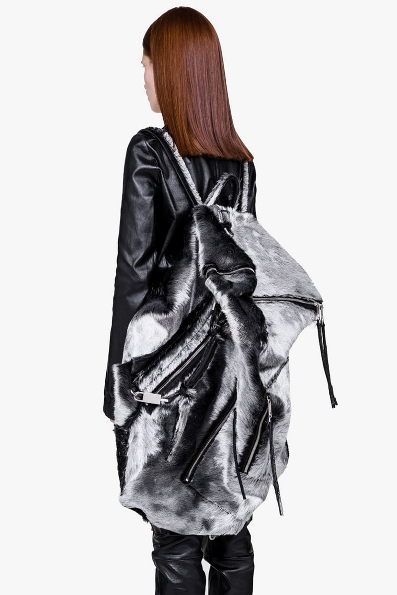 Rick Owens Larry Fall Winter 2019 Collection Bag Rucksack Backpack Midi Megaduffle Aluminium Silver Cow Hair Calf Leather Metal Detailing Hardware