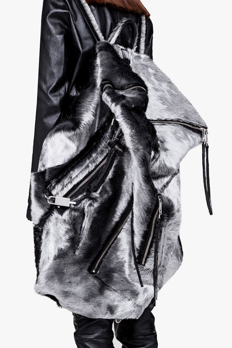 Rick Owens Larry Fall Winter 2019 Collection Bag Rucksack Backpack Midi Megaduffle Aluminium Silver Cow Hair Calf Leather Metal Detailing Hardware