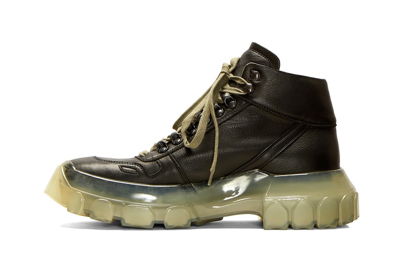 Rick Owens Larry Tractor Sneaker Boot Fall/Winter 2019 FW19 Collection Footwear LN-CC Natural Grain Leather Rigged Translucent Chunky Sole Unit Release Information Cop Online 