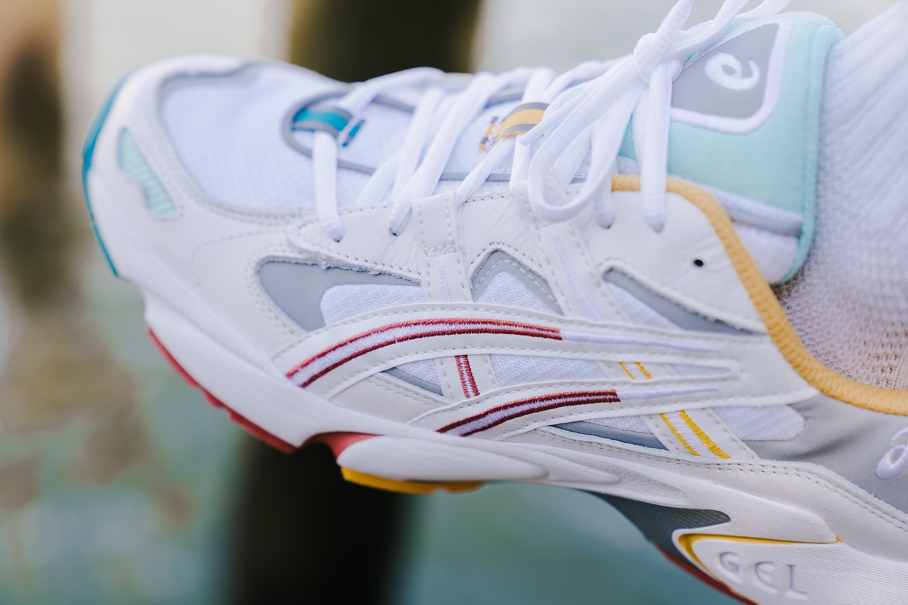 Ronnie Fieg ASICS Gel-Kayano 5 OG the Oasis Closer Look sneakers on feet photos pictures white yellow red blue green seafoam