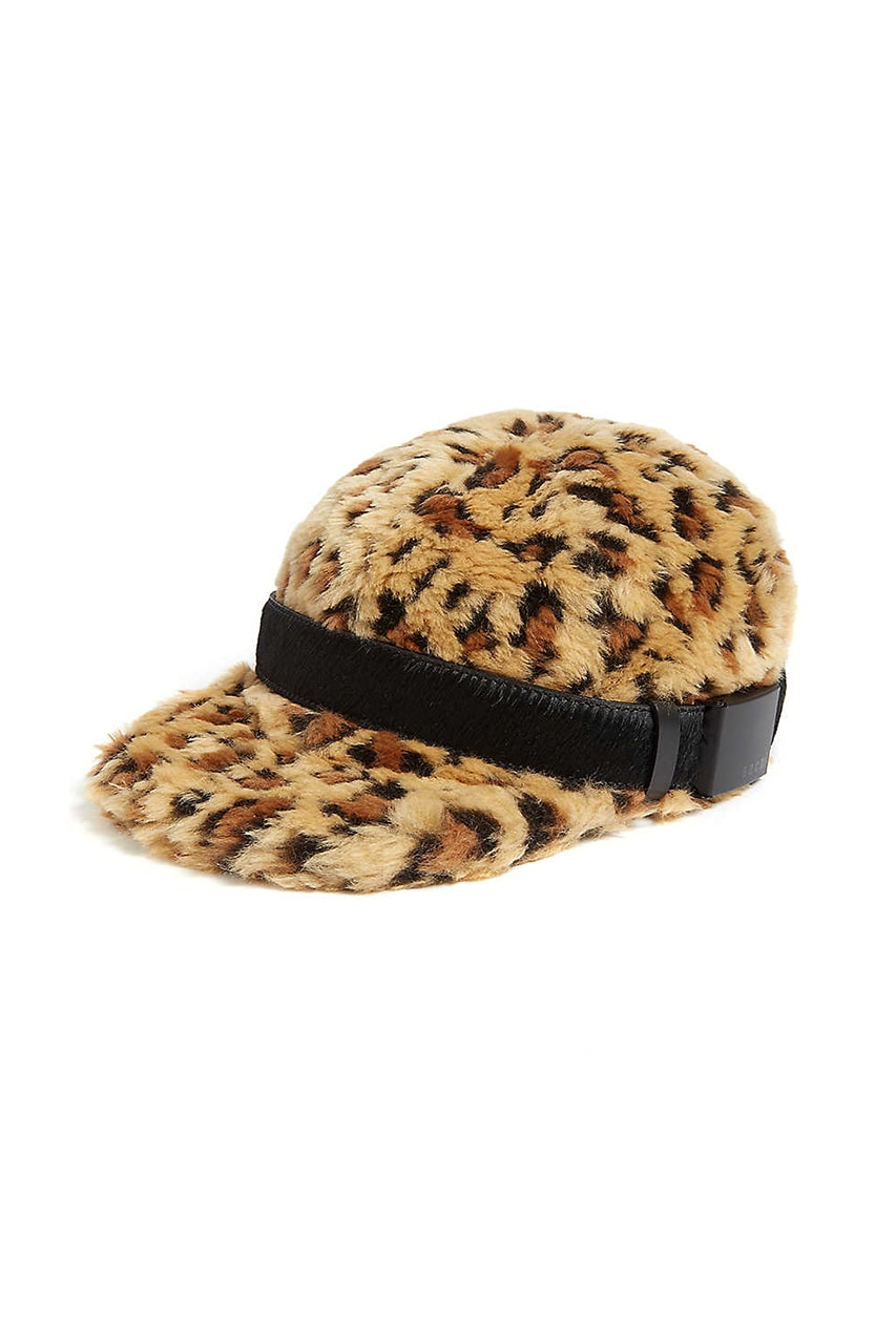 sacai Faux Fur Cap Fall/Winter 2019 Chitose Abe Fashion Designer Japanese Collection Piece Accessory Trend Leopard Print Embossed Leather Belt Strap Detailing