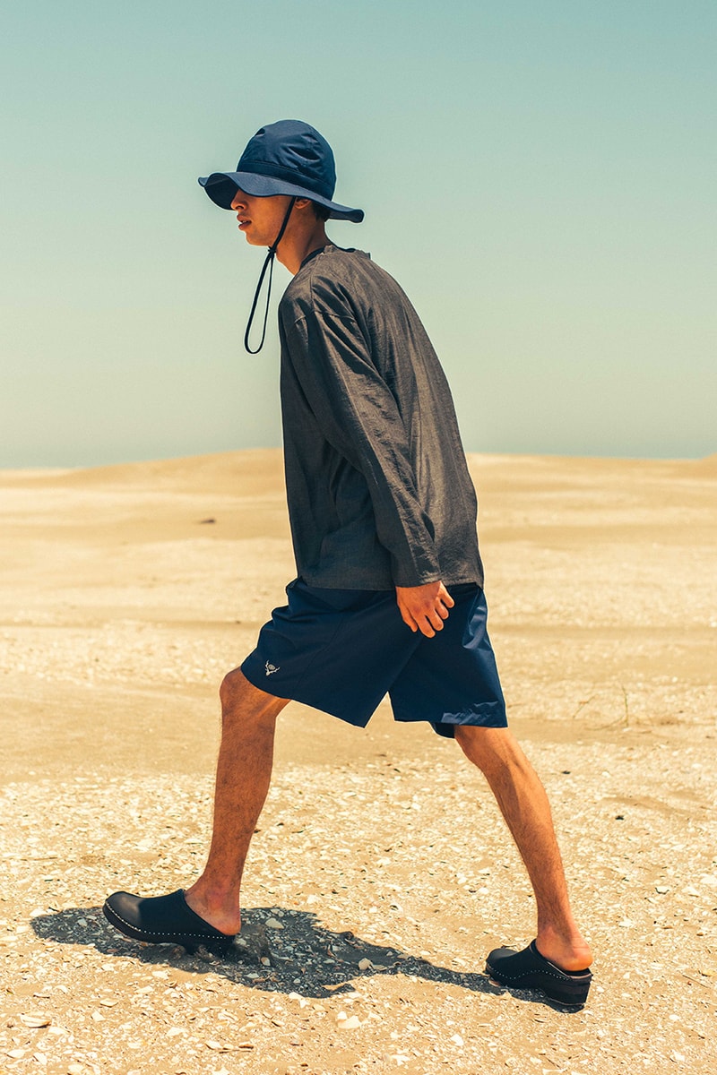 South2 West8 Spring Summer 2020 Lookbook outdoors beach weather summer hot windy wind unisex clothing NEPENTHES fishing paisley 