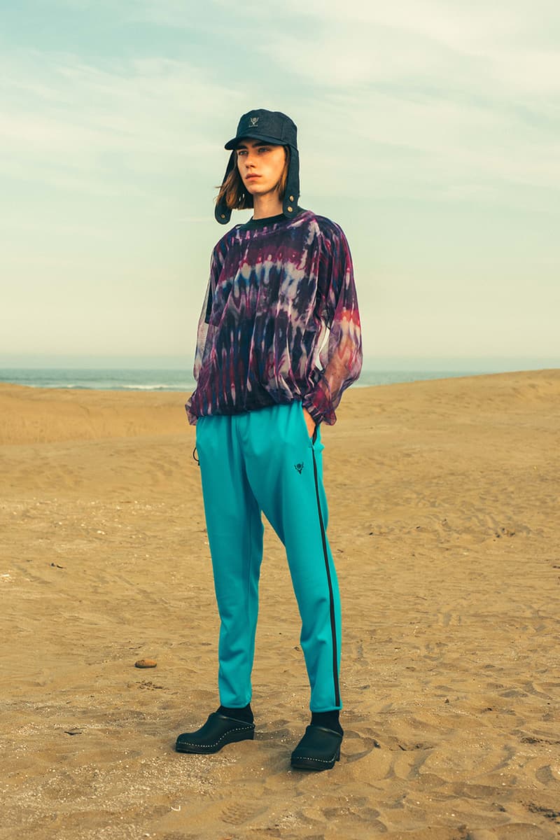 South2 West8 Spring Summer 2020 Lookbook outdoors beach weather summer hot windy wind unisex clothing NEPENTHES fishing paisley 