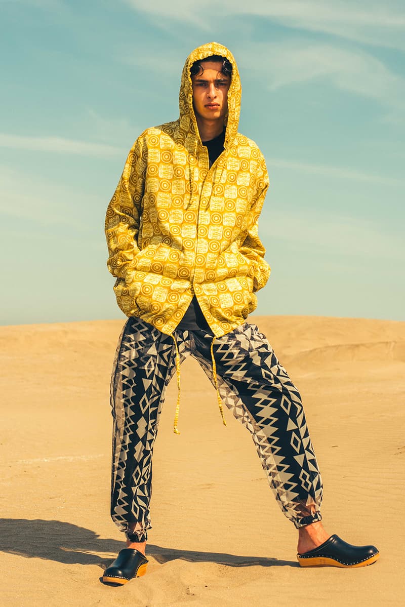 South2 West8 Spring Summer 2020 Lookbook outdoors beach weather summer hot windy wind unisex clothing NEPENTHES fishing paisley 