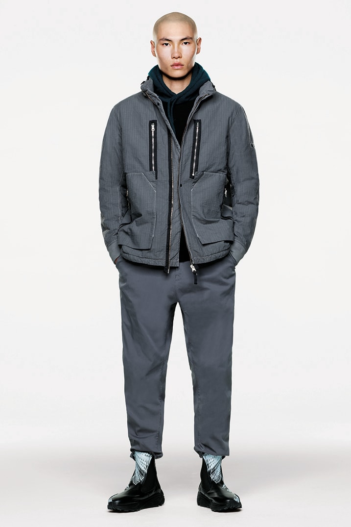 Stone Island Shadow Project Fall Winter 2019 FW19 Collection Lookbook Imagery DPM Chine New Fabrics Technical Convertible Down Jacket Footwear Trousers Outerwear Techwear Garment Dyed Two Layer Fabric