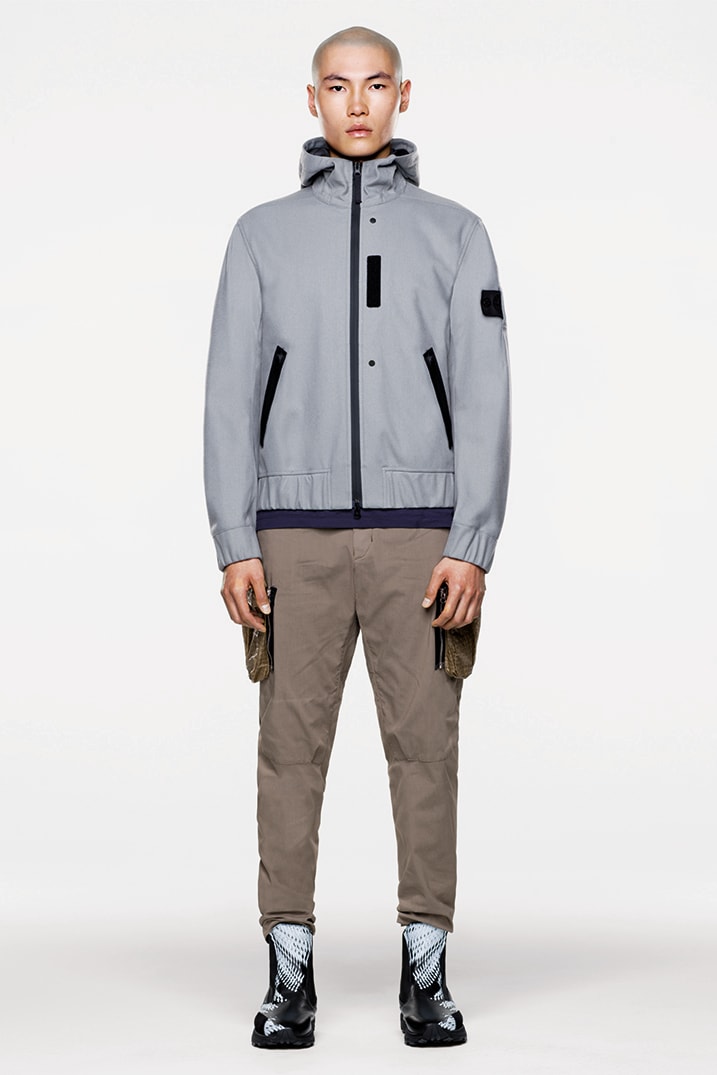 Stone Island Shadow Project Fall Winter 2019 FW19 Collection Lookbook Imagery DPM Chine New Fabrics Technical Convertible Down Jacket Footwear Trousers Outerwear Techwear Garment Dyed Two Layer Fabric