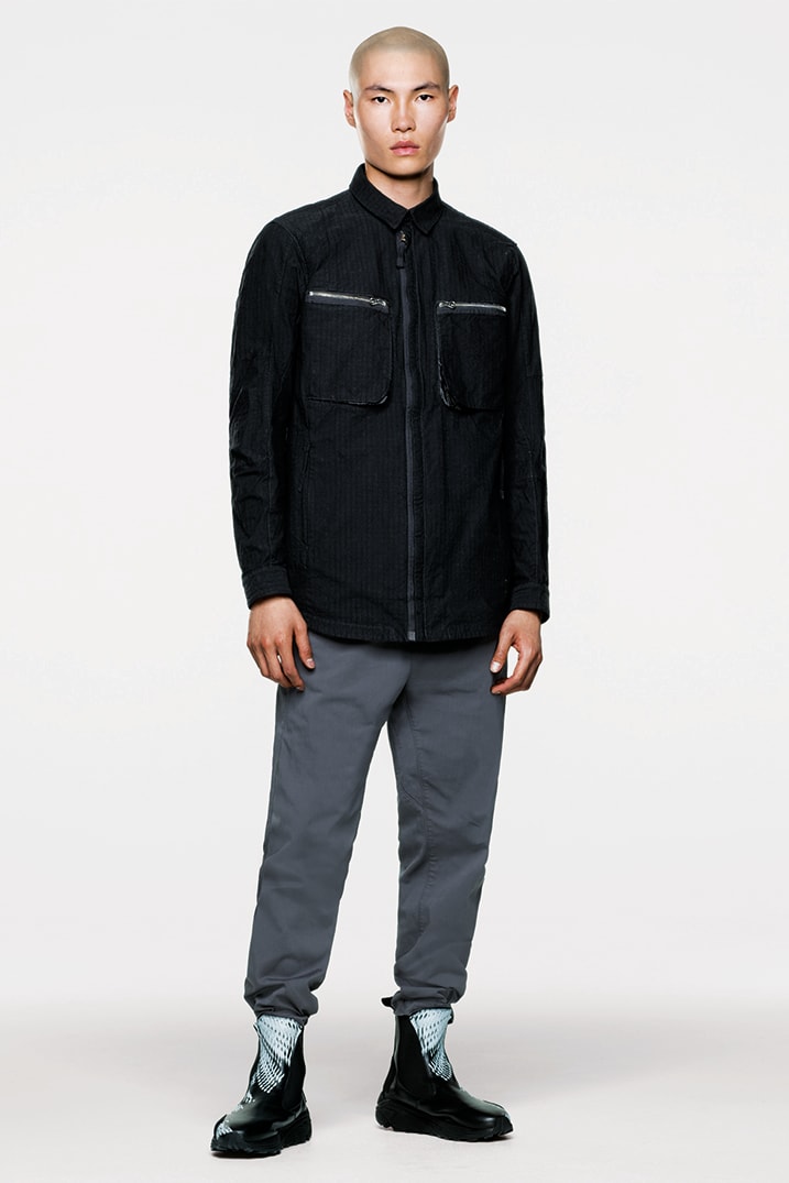 Stone Island Shadow Project Fall Winter 2019 FW19 Collection Lookbook Imagery DPM Chine New Fabrics Technical Convertible Down Jacket Footwear Trousers Outerwear Techwear Garment Dyed Two Layer Fabric