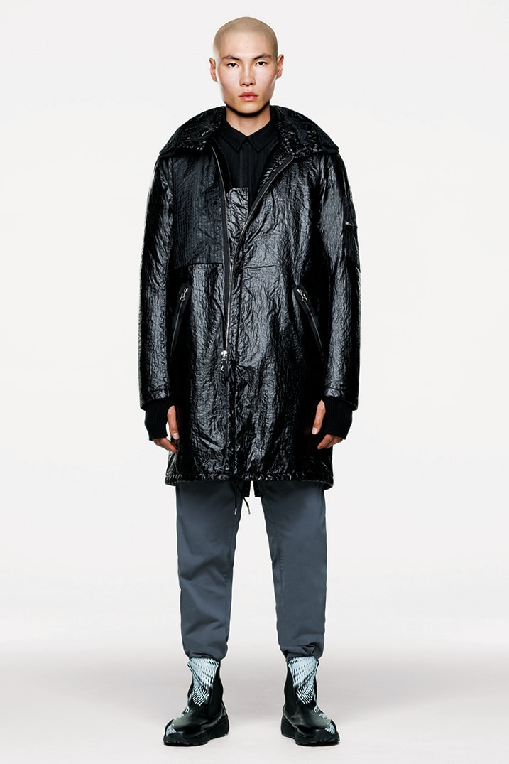 Stone Island Shadow Project Fall Winter 2019 FW19 Collection Lookbook Imagery DPM Chine New Fabrics Technical Convertible Down Jacket Footwear Trousers Outerwear Techwear Garment Dyed Two Layer Fabric