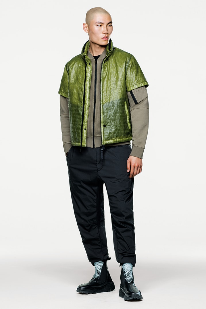 Stone Island Shadow Project Fall Winter 2019 FW19 Collection Lookbook Imagery DPM Chine New Fabrics Technical Convertible Down Jacket Footwear Trousers Outerwear Techwear Garment Dyed Two Layer Fabric