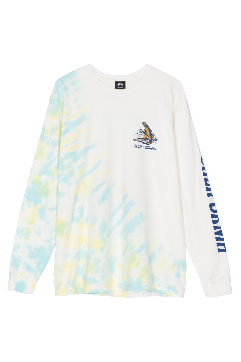 Stüssy Extra Fly Gear Collection Ponchos Vests Tees Shorts Pants Long Sleeves Hats Camo Tie-dye Fish White Black Yellow Green Orange Blue Pink