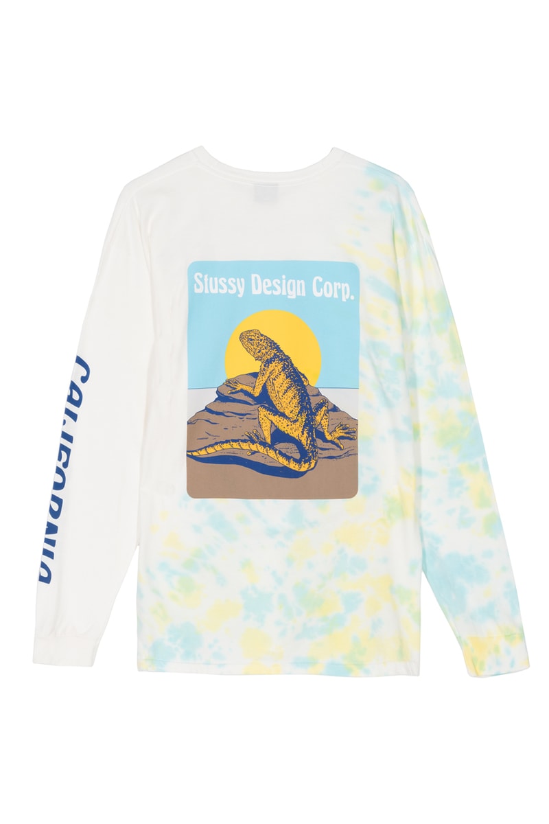 Stüssy Extra Fly Gear Collection Ponchos Vests Tees Shorts Pants Long Sleeves Hats Camo Tie-dye Fish White Black Yellow Green Orange Blue Pink