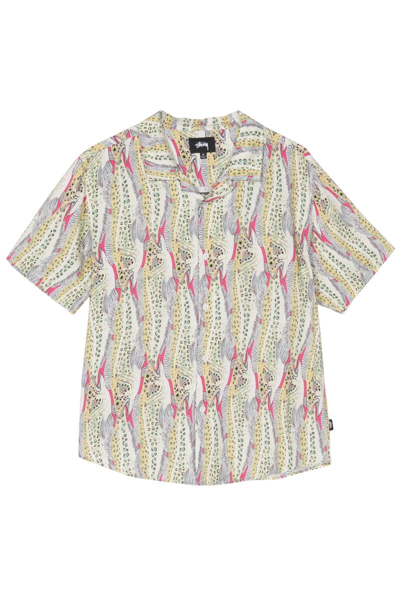 Stüssy Extra Fly Gear Collection Ponchos Vests Tees Shorts Pants Long Sleeves Hats Camo Tie-dye Fish White Black Yellow Green Orange Blue Pink