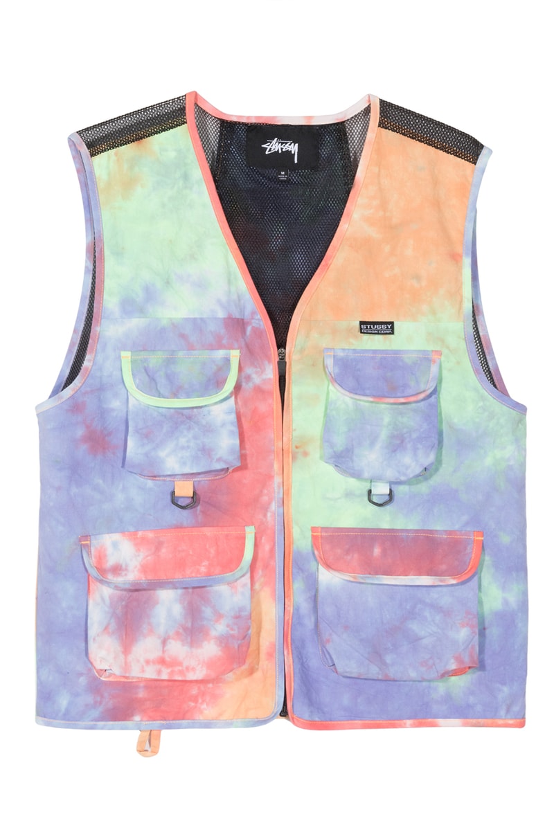 Stüssy Extra Fly Gear Collection Ponchos Vests Tees Shorts Pants Long Sleeves Hats Camo Tie-dye Fish White Black Yellow Green Orange Blue Pink